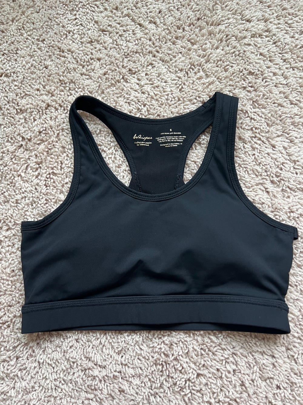 Whisper Black Strappy Back Sports Bra – Women’s Small